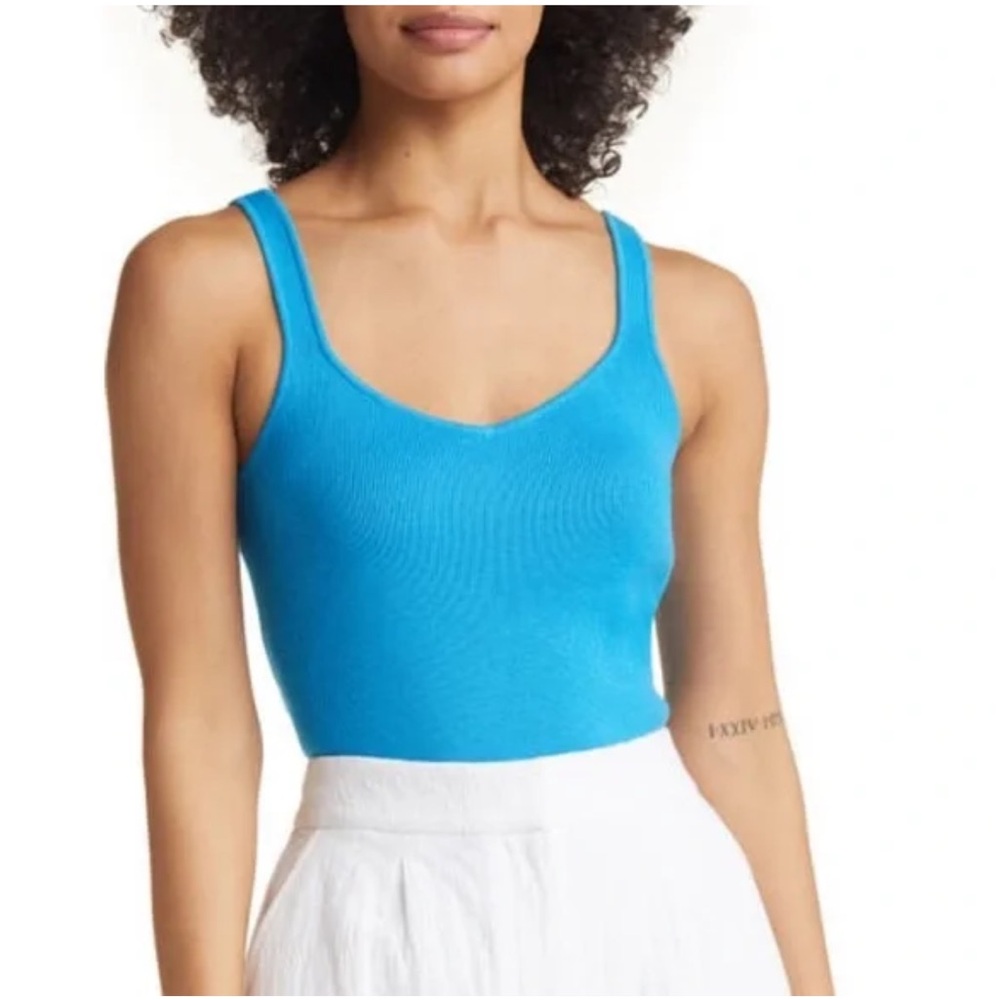Halogen Halogen V-Neck Organic Cotton Blend Sweater Tank